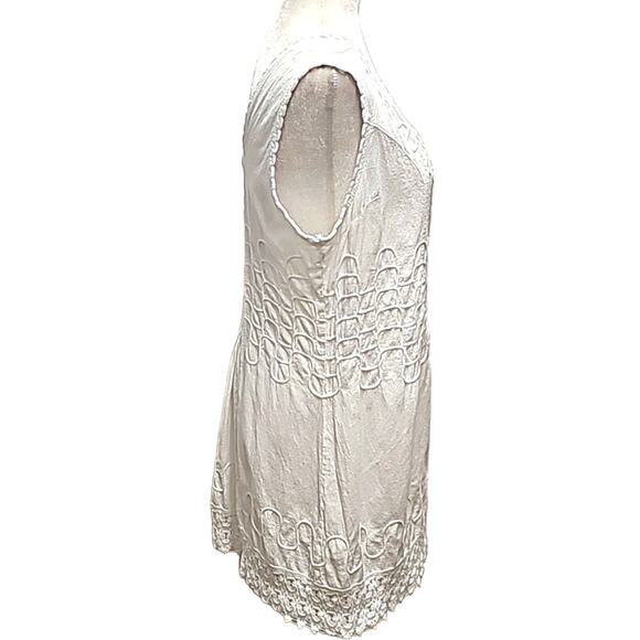 Cotton Natural Womens Gauzy White Embroidered Smocked Back Tunic Top Size XXL - Picture 9 of 13